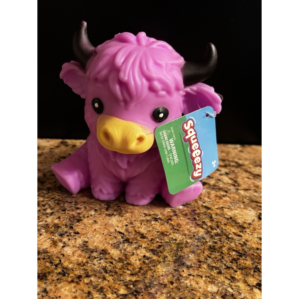 VIRAL NEW SQUEEEZY HIGHLAND COW / BULL PURPLE SQUISHY TOY